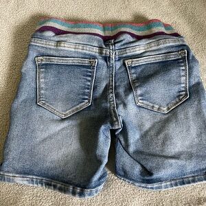 Vigoss denim Bermuda shorts with rainbow waistband